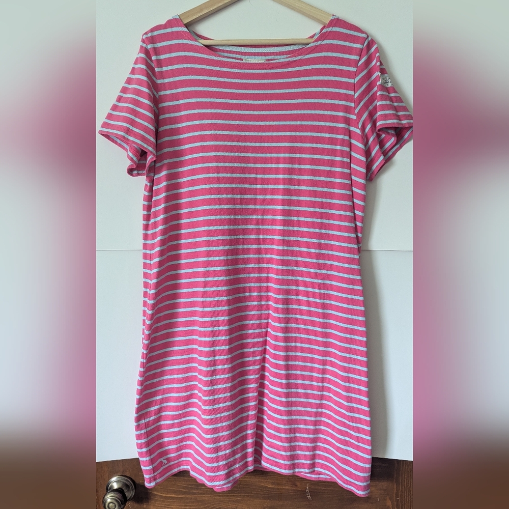 Joules Riviera Dress US 14 Pink & Light Blue Stripped